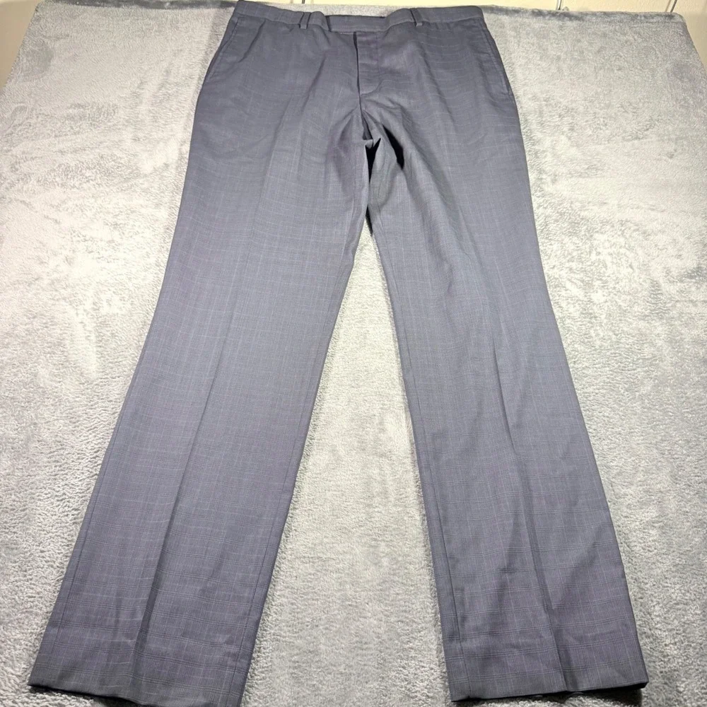 Banana Republic Slim Fit Grey Glen Plaid Marzotto Italian Wool Dress Pants 36x34